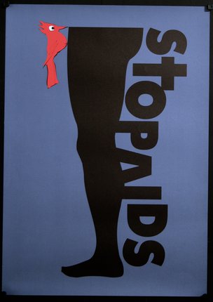 a poster with a woman's leg and a red scarf