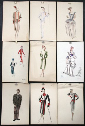 a group of sketches of women's clothes