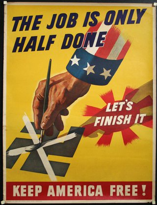 a poster of a hand painting a flag