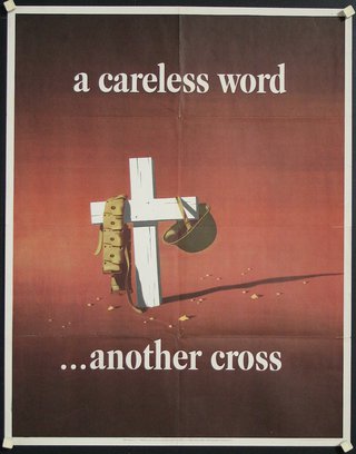 a poster of a soldier's hat and a cross