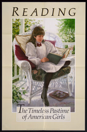 a poster of a girl reading a book