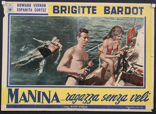 a poster of people swimming in the water