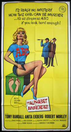 a poster of a woman sitting on a box with a gun