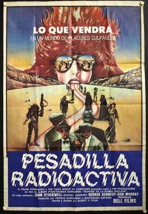 a movie poster with people in the background