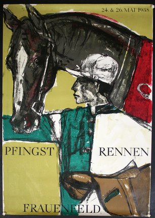 a poster with a horse and jockey