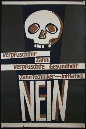 a poster with a skull and text