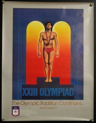 a poster of a man in a swimsuit