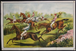 a group of horses racing