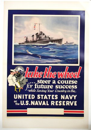 a poster of a navy ship