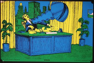 a cartoon of a man sitting at a desk
