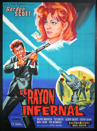 a movie poster of a man and woman shooting guns