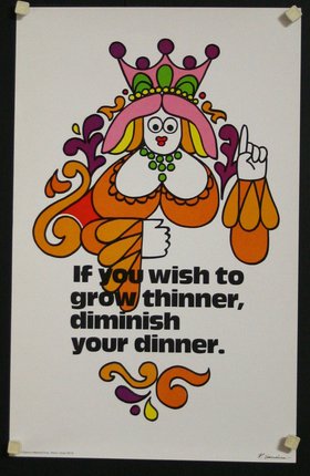 a poster with a woman in orange and black colors