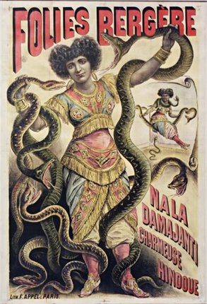 a poster of a woman with snakes