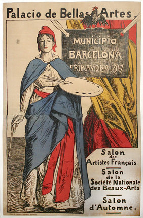 a poster of a woman holding a palette
