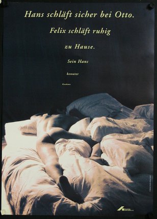 a poster of a man lying on a bed
