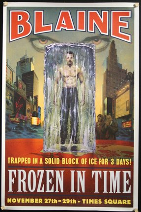 a poster of a man frozen in ice