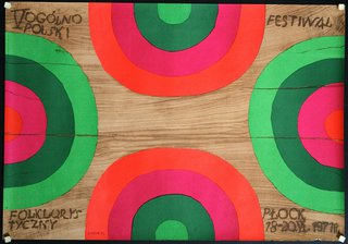 a colorful circles on a wood surface