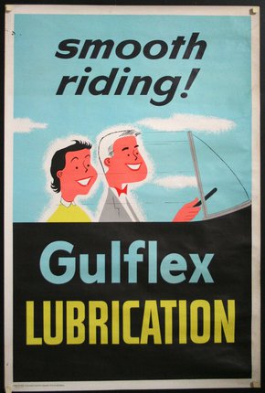 a poster of two men driving a car