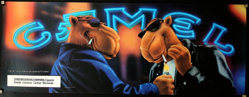 a poster of two camels smoking cigarettes