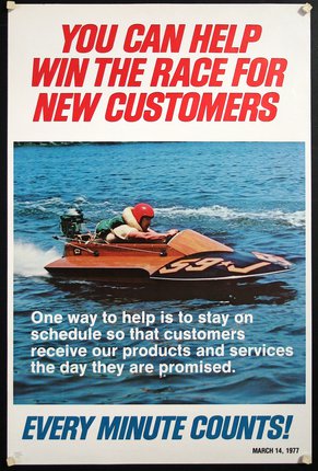 a poster with a man in a boat