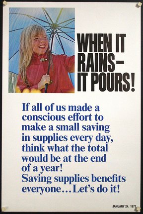 a poster with a girl holding an umbrella
