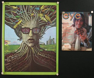 a poster and magazine on a wall