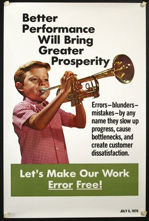 a poster with a boy playing a trumpet