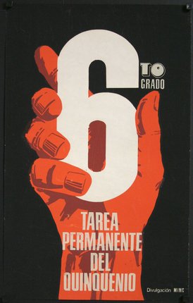 a poster with a hand holding a number
