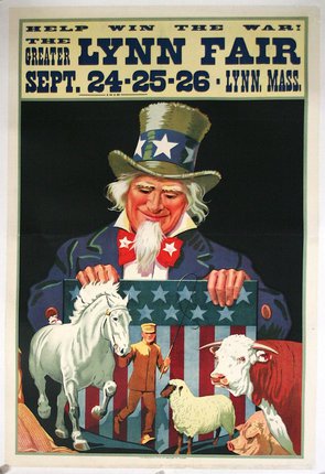 a poster of a man with a horse and animals