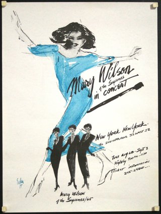 a poster with a woman in a blue dress