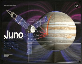 a poster of a planet with a satellite