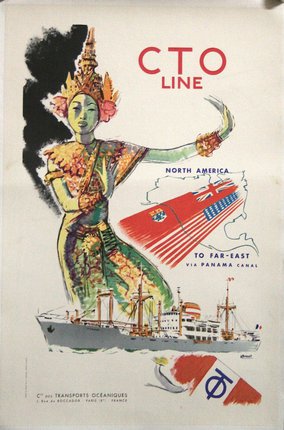 a poster of a woman and a ship