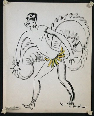 a drawing of a man in a banana skirt
