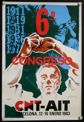 a poster with a man holding his fists