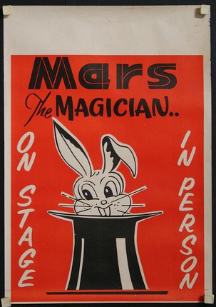 a poster with a rabbit in a hat