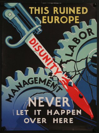 a poster with a knife and gears