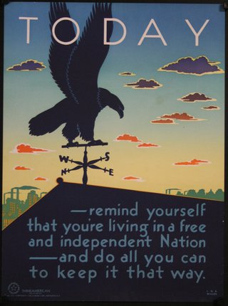 a poster of an eagle on a weather vane