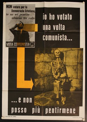 a poster of a man and a skeleton
