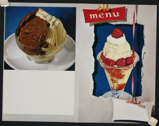 a menu with ice cream sundaes