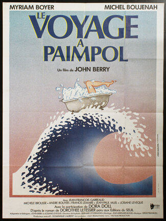 a movie poster of a man in a bathtub on a wave
