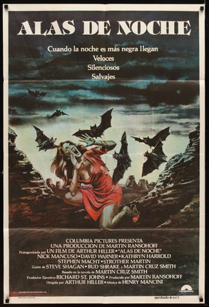 a movie poster with a woman screaming with bats