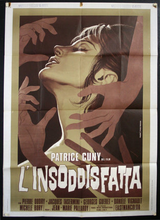 a poster of a woman with hands around her face