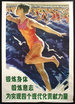a poster of a woman in a bathing suit