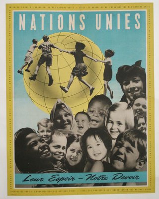 a poster with children jumping on the ground