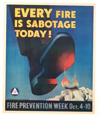 a poster of a boot on fire
