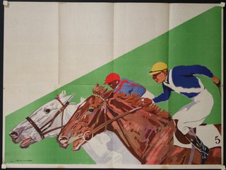 a poster of horses racing