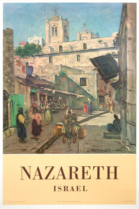a poster of a painting of a street scene