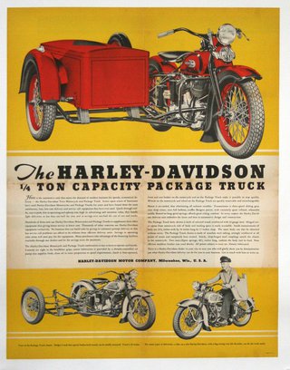a poster of a motorcycle with a trailer