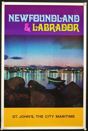 a poster of a city and labrador