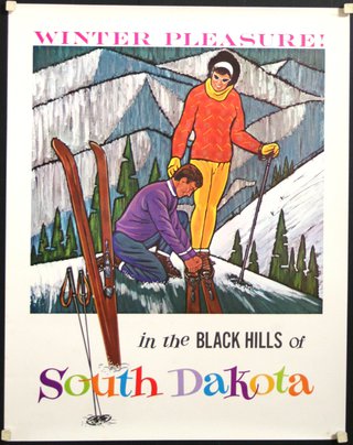 a poster of a couple of people on skis